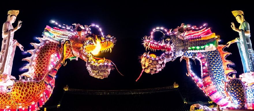 Asiatische Drachen so wie beim asia Restaurant Wu Dynasty in Haltern am See.